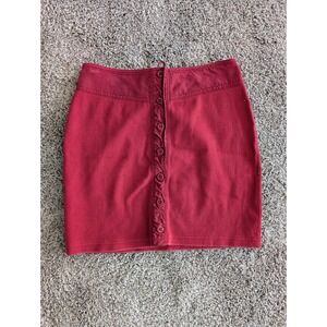 Rag Bone Red Corduroy Button Front Mini Skirt Size S